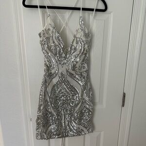 Windsor Silver Sequin Mini Dress